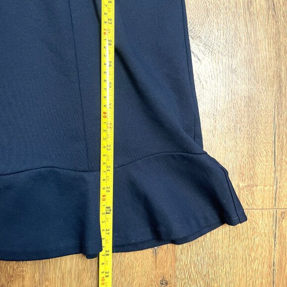 Talbots Dress Womens US 2 Blue V Neck Sheath Bell Sleeve Flounce Ponte Stretch - Picture 8 of 10